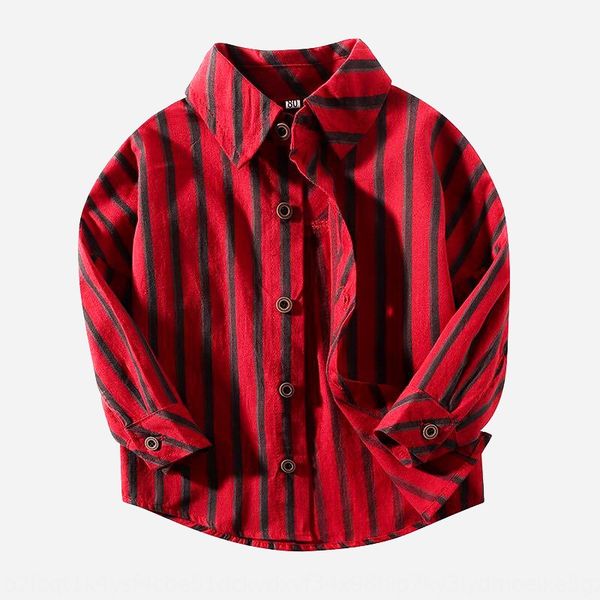 boys' pure cotton autumn 2020 new casual shirt children's long sleeve striped foreign style korean shirt fashion, White;black